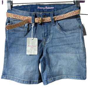 Tommy Bahama Girls Bermuda Shorts Size 10 New Jean Belt Blue Casual Denim